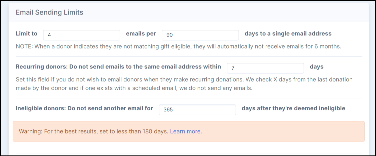 360MatchPro helps guide organizations to the optimal email sending criteria to maximize matching gift revenue.